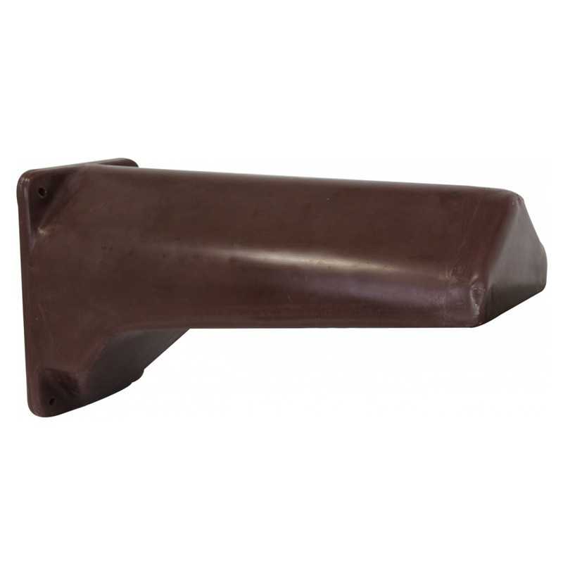 Porta-torres castanho escuro com textura lisa e quatro furos para fixação