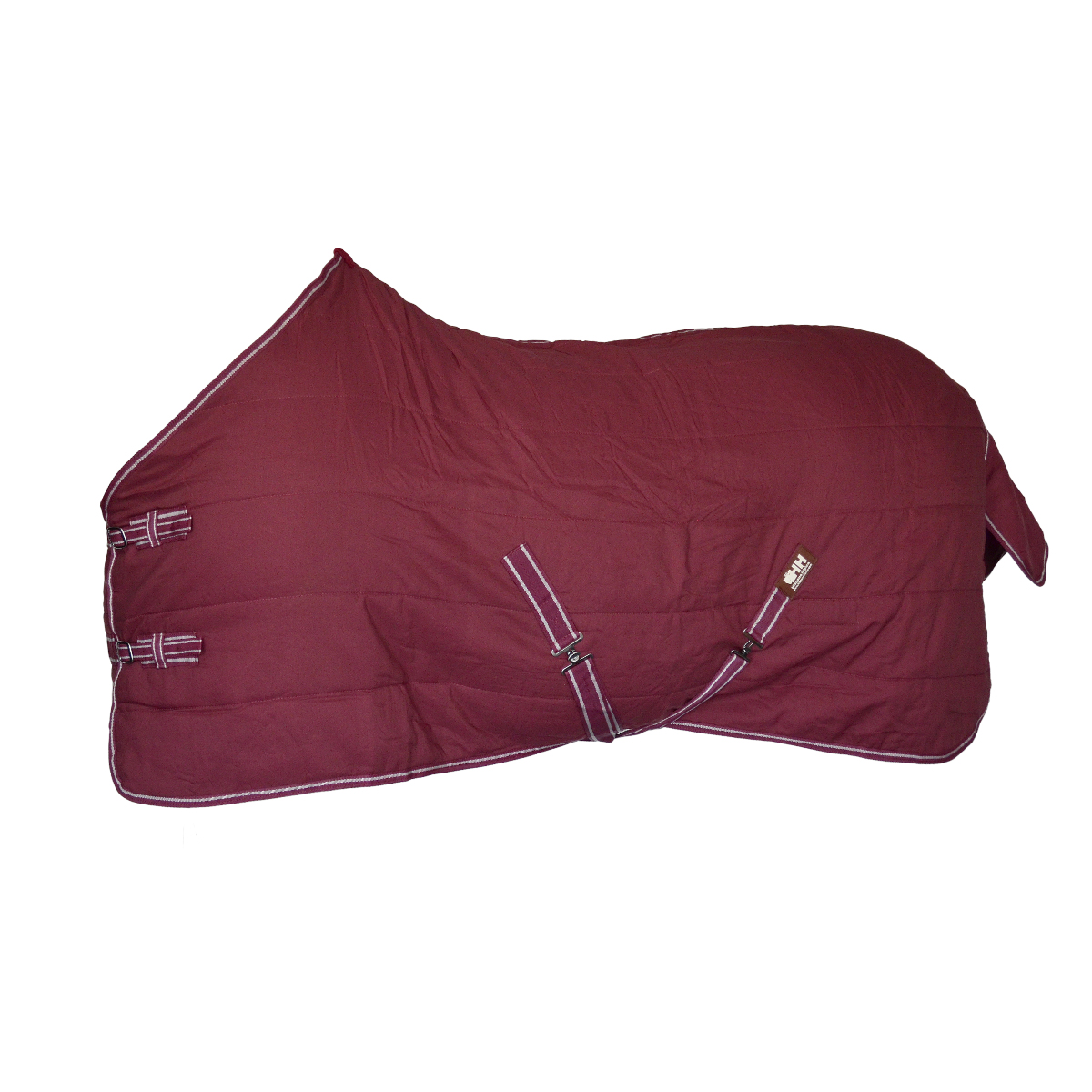 Cobertor acolchoado bordô para cavalo com alças ajustáveis e faixa com fivelas