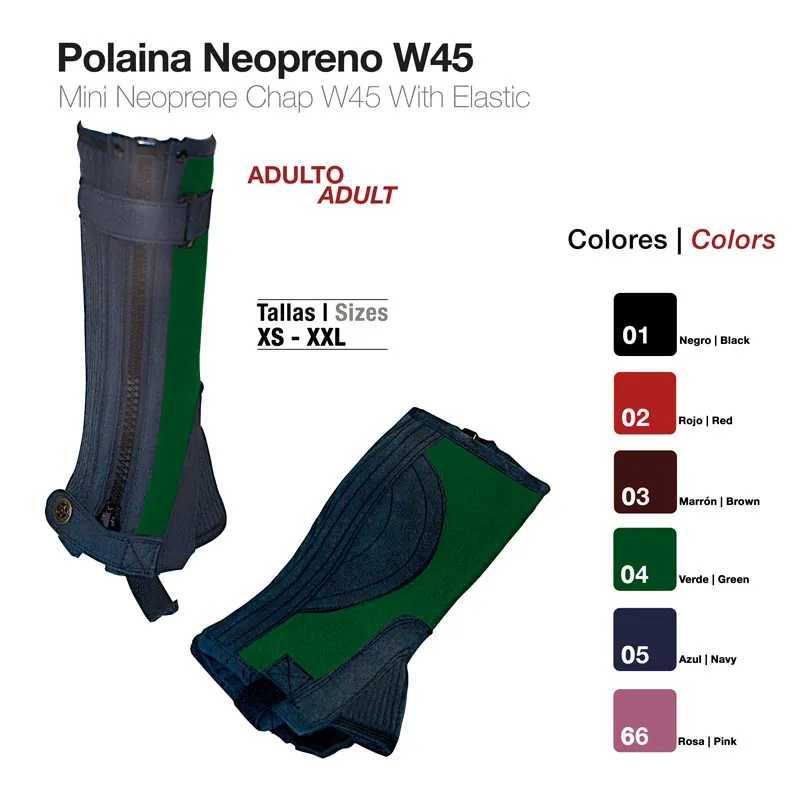 Polainas de neopreno W45 em várias cores e tamanhos para adulto