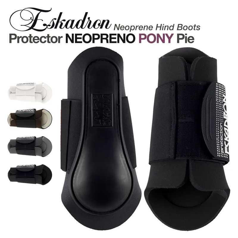 Botas de proteção para cavalo em neopreno pretas com etiqueta Eskadron