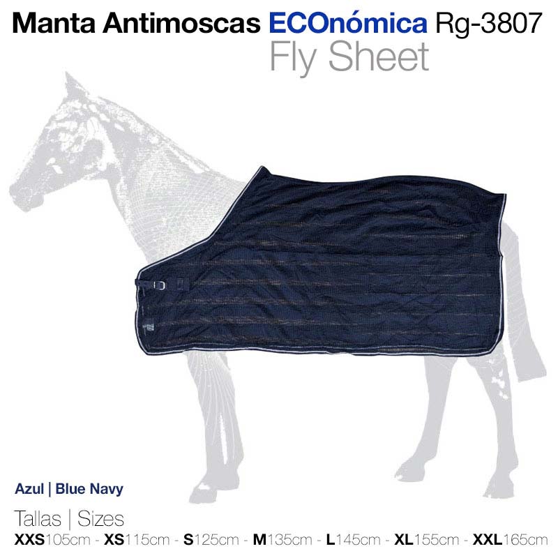 Manta antimoscas azul marinho para cavalo
