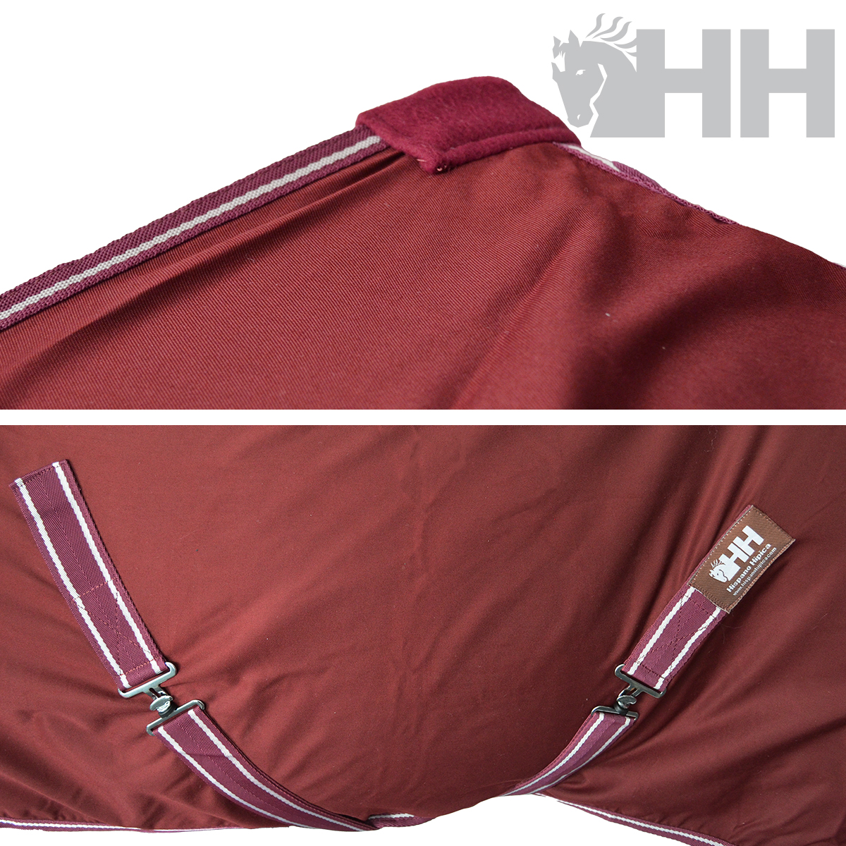 Cobertor para cavalo bordeaux com alças ajustáveis e etiqueta HH