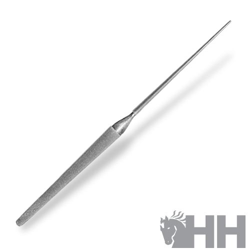 Broca metálica fina com pega cinza e haste longa