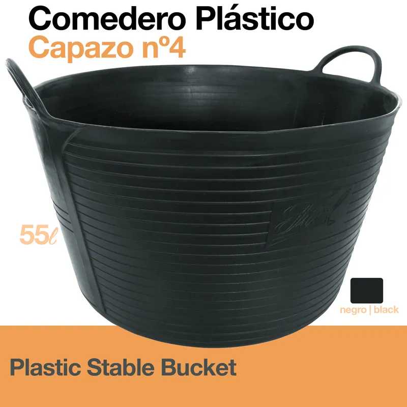 COMEDOURO PLÁSTICO CAPAZO Nº4 55LITROS PRETO