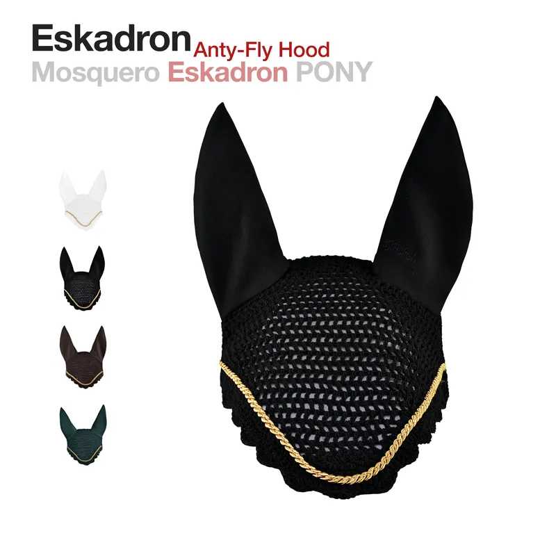 Touca Anti-Fly Hood Eskadron para pôneis em várias cores com detalhe dourado