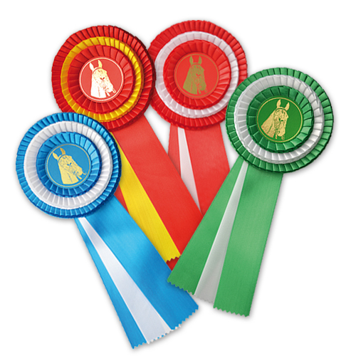 ROSETA 3 CORES COM CENTRO CARTÃO E FITASDE 50 mm. LARGO