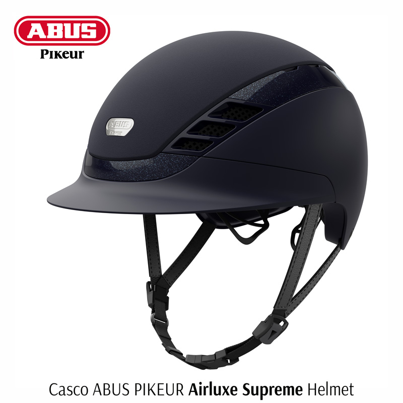 Capacete ABUS Pikeur Airluxe Supreme preto com viseira e ventilação