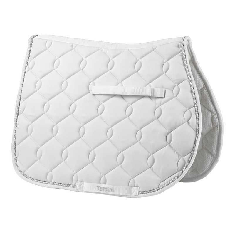 Selim branco acolchoado para cavalo com padrão de losangos
