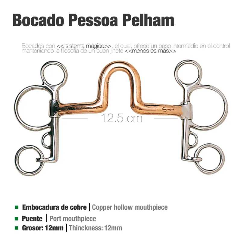 FREIO PESSOA PELHAM C/PONTE PAQ50050214 12-5CM