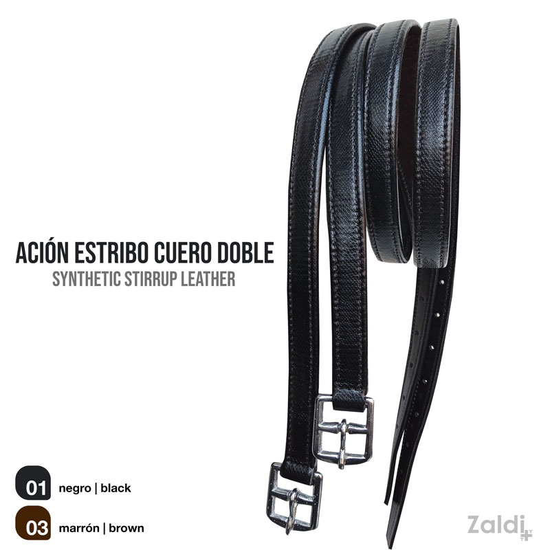Correias sintéticas pretas para estribo com fivelas prateadas