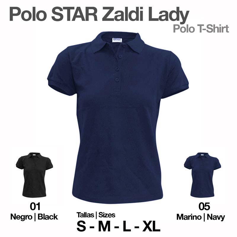 Polo t-shirt feminina azul marinho com botões e gola