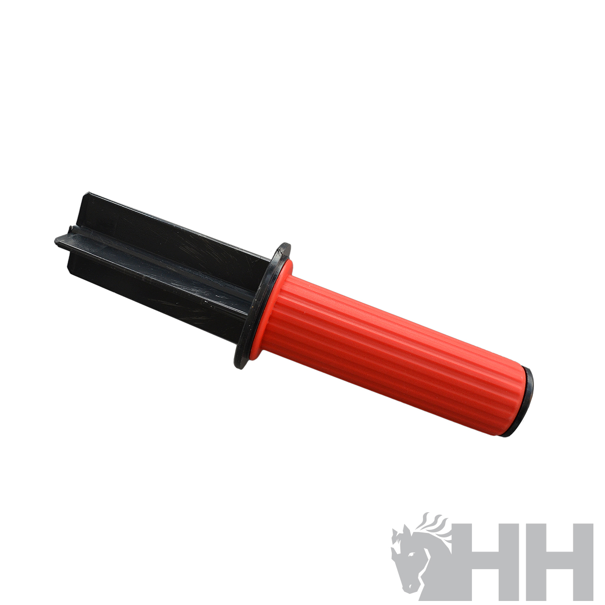 Empunhadura vermelha e preta acessório de plástico sobre fundo branco