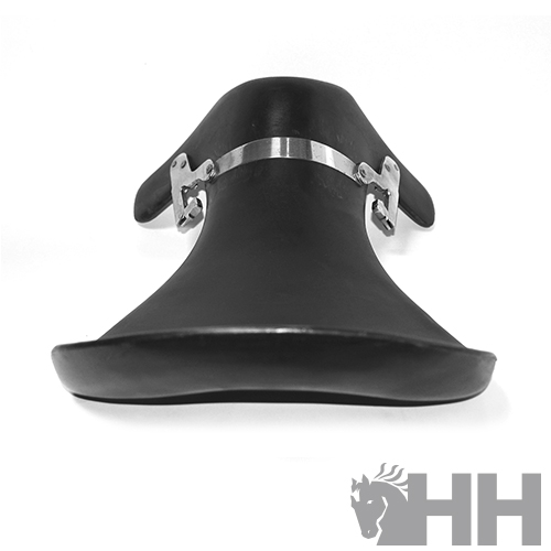 Suporte preto fosco para pulseiras com detalhe metálico sob fundo branco