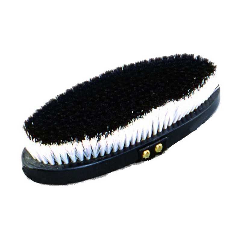 Escova oval preta com cerdas pretas e brancas