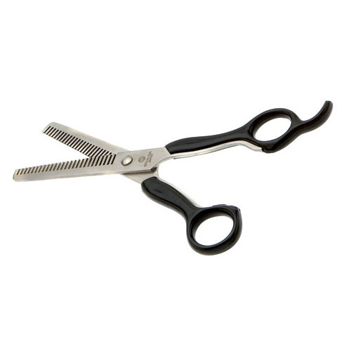 Tesoura profissional para desbaste de cabelo com empunhadura preta