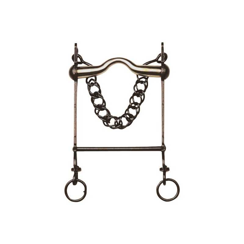 Freio metálico com corrente e argolas em fundo branco