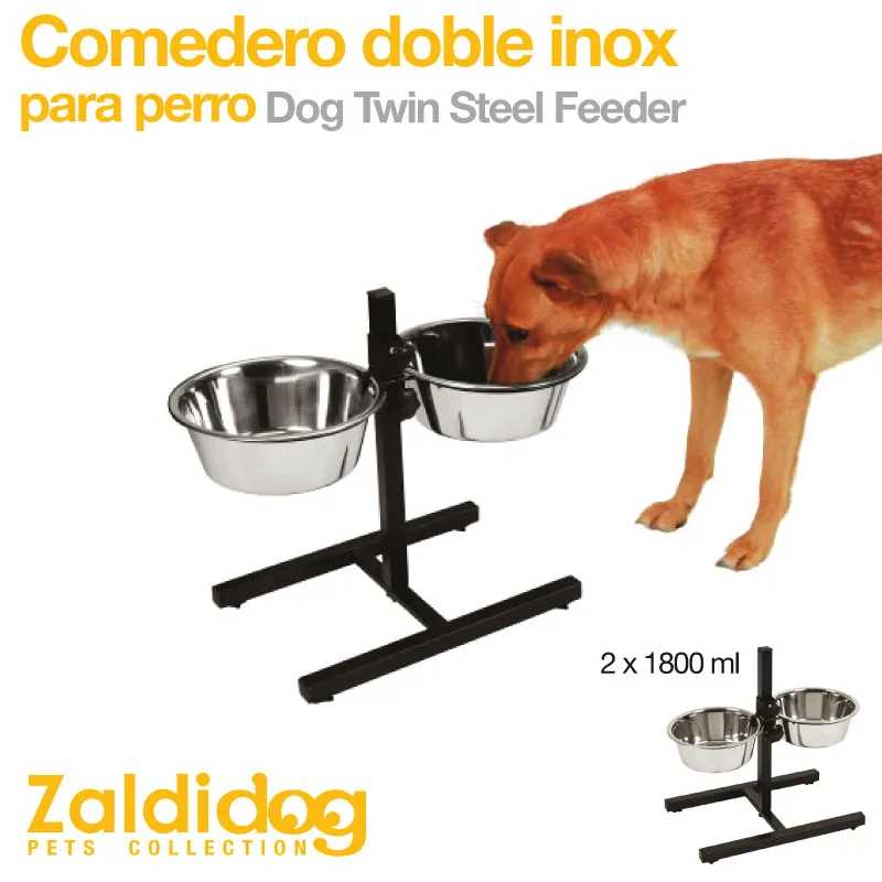 CÃO COMEDOURO DUPLO INOX
