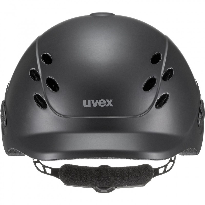 Capacete preto fosco da marca uvex com aberturas de ventilação