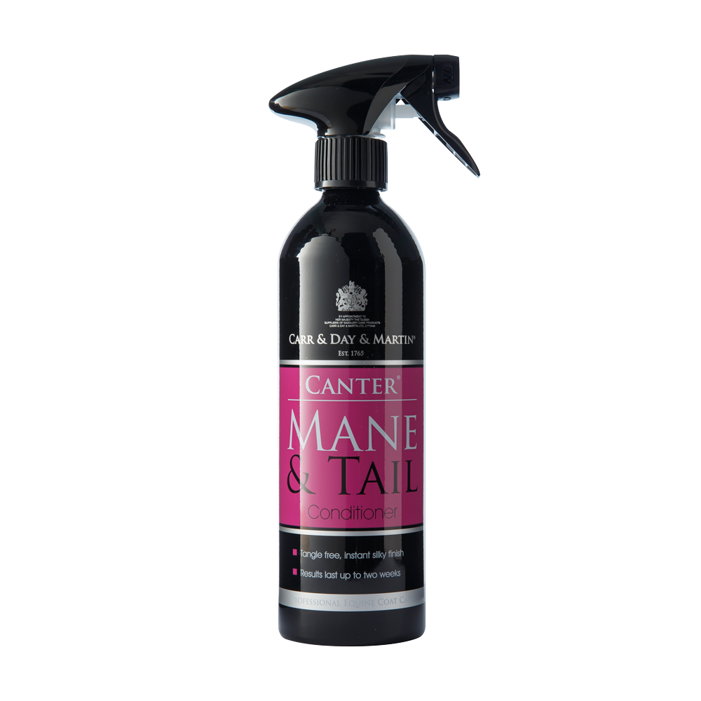 Frasco preto com spray de condicionador Canter Mane & Tail