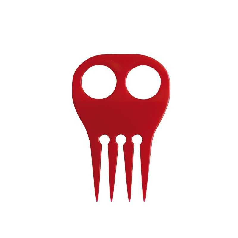 Ferramenta vermelha com duas aberturas e quatro pontas