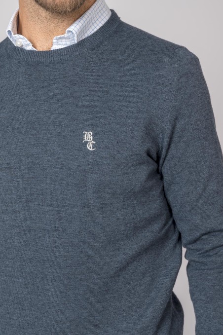Camisola azul cinzento com logótipo BC bordado no peito