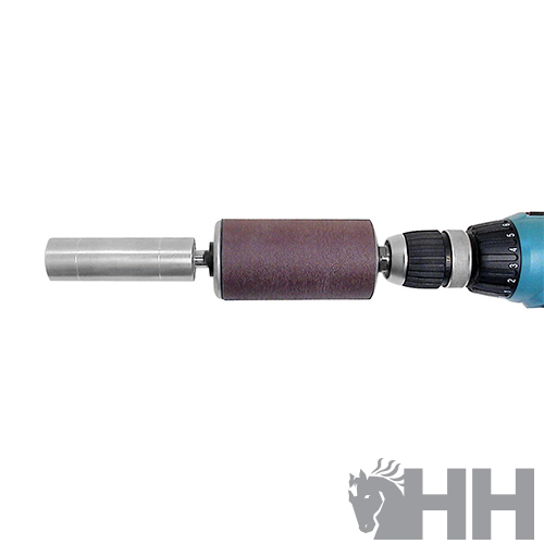 Broca elétrica com acessório de cilindro abrasivo castanho