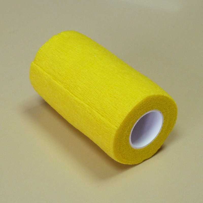 Rolo de fita adesiva amarela com textura rugosa