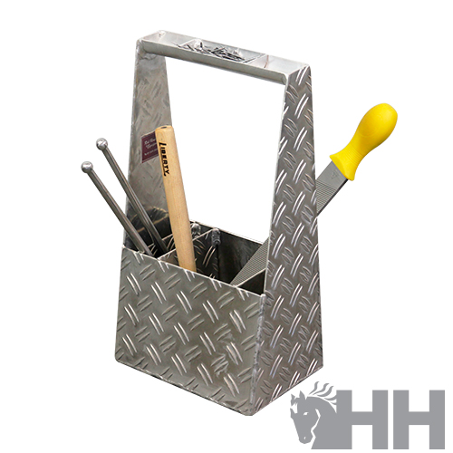 Suporte metálico antiderrapante com ferramentas e agulhas dentro