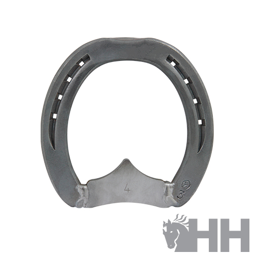 Ferradura metálica cinzenta com furos e número 4