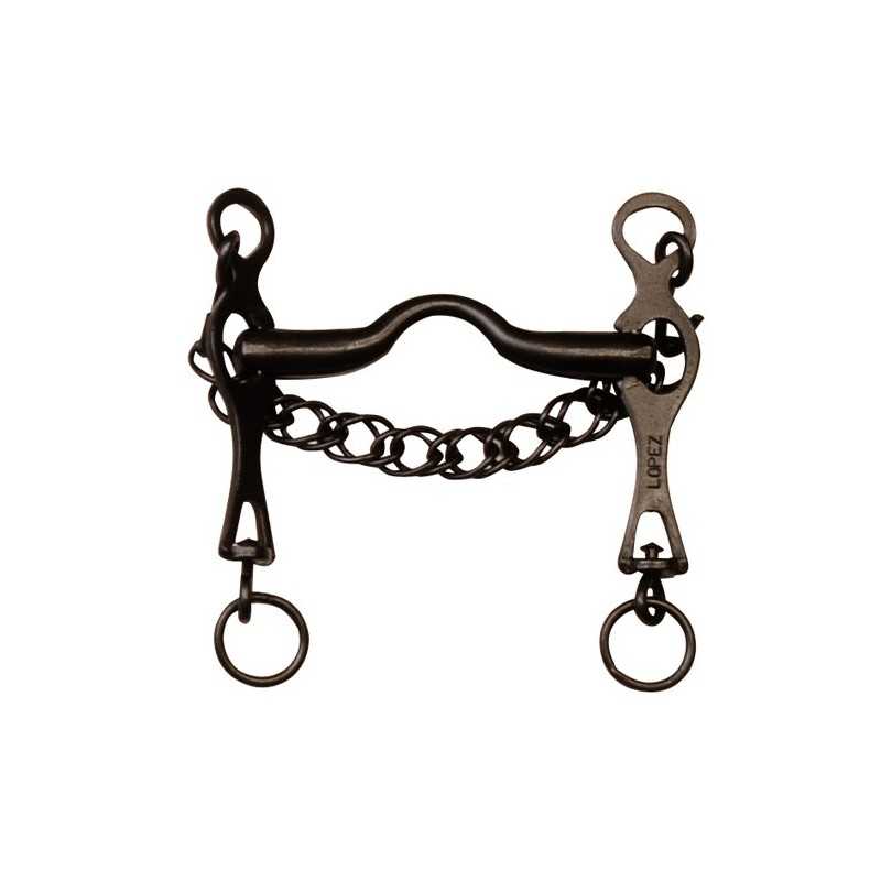 FREIO PORTUGUÊS PAVONADO EMBOCADURA LISA E BARBELA