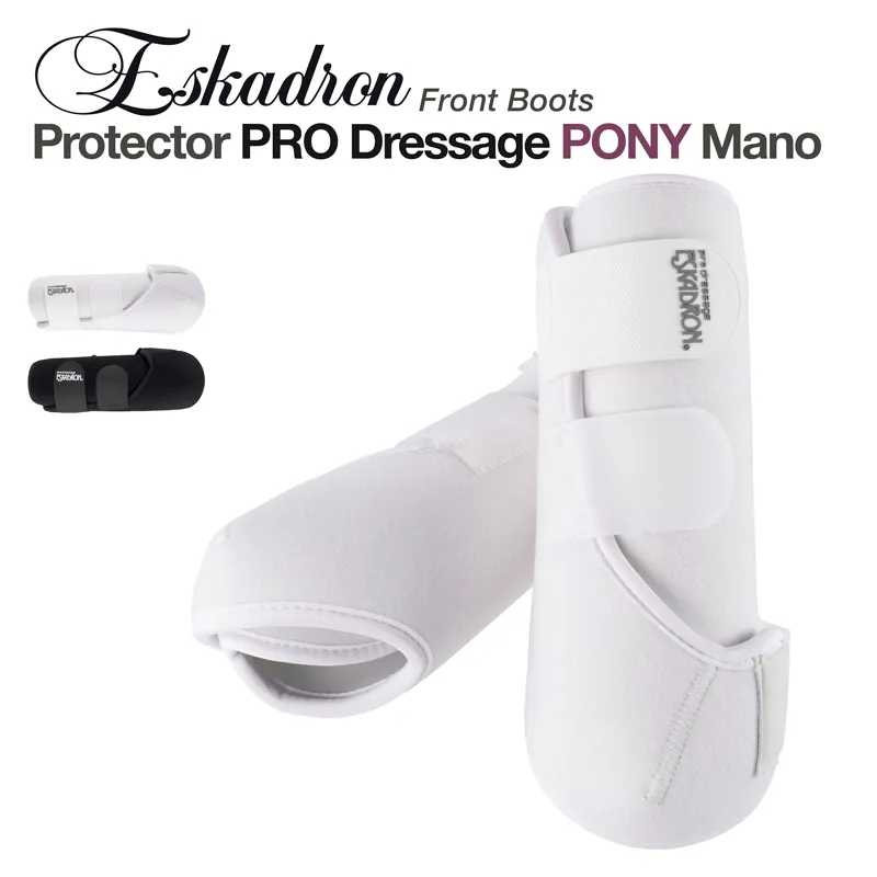 Botas frontais para cavalo Eskadron Protector PRO Dressage PONY brancas e pretas