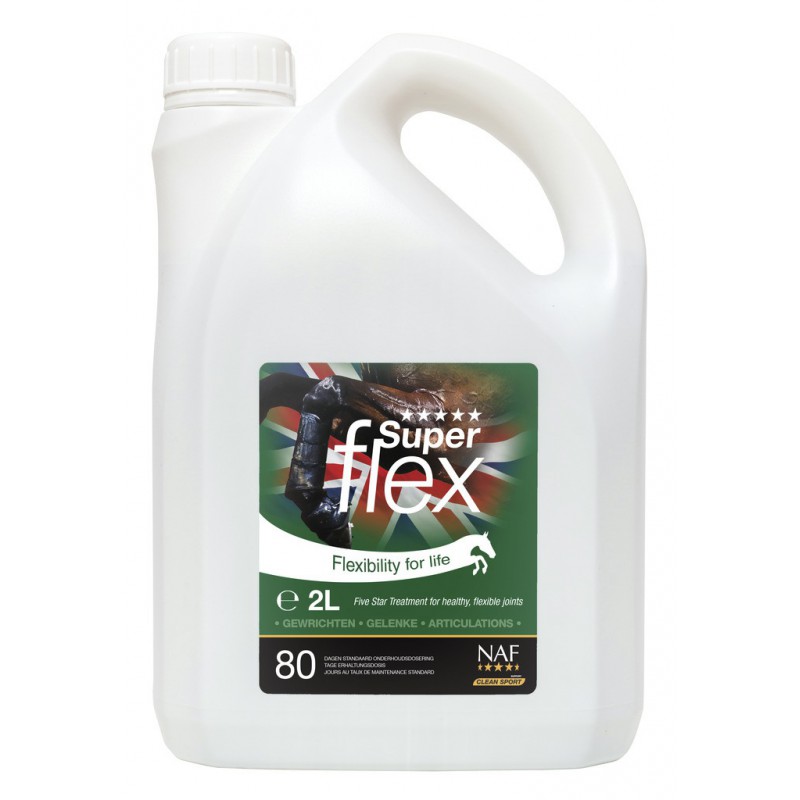 Recipiente branco de 2 litros com rotulo Super Flex da marca NAF