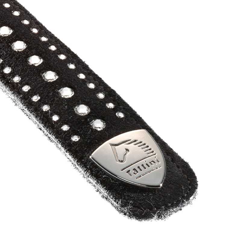 Tira de couro aveludado/ Com 3 filas de brilhantes