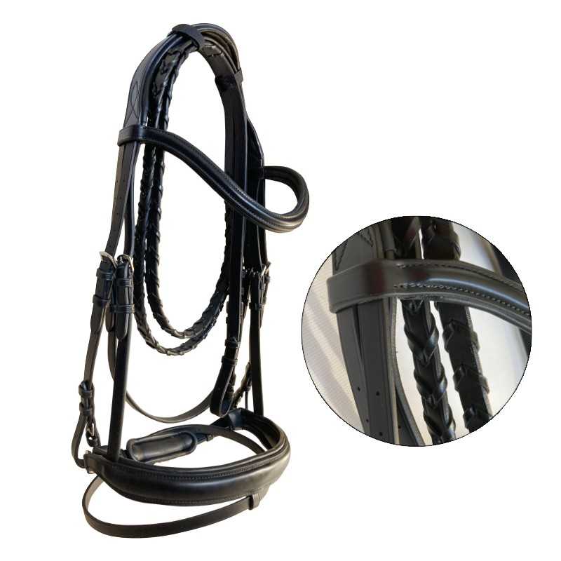 Cabeçada para bridão Omega com rédeas entrançadas