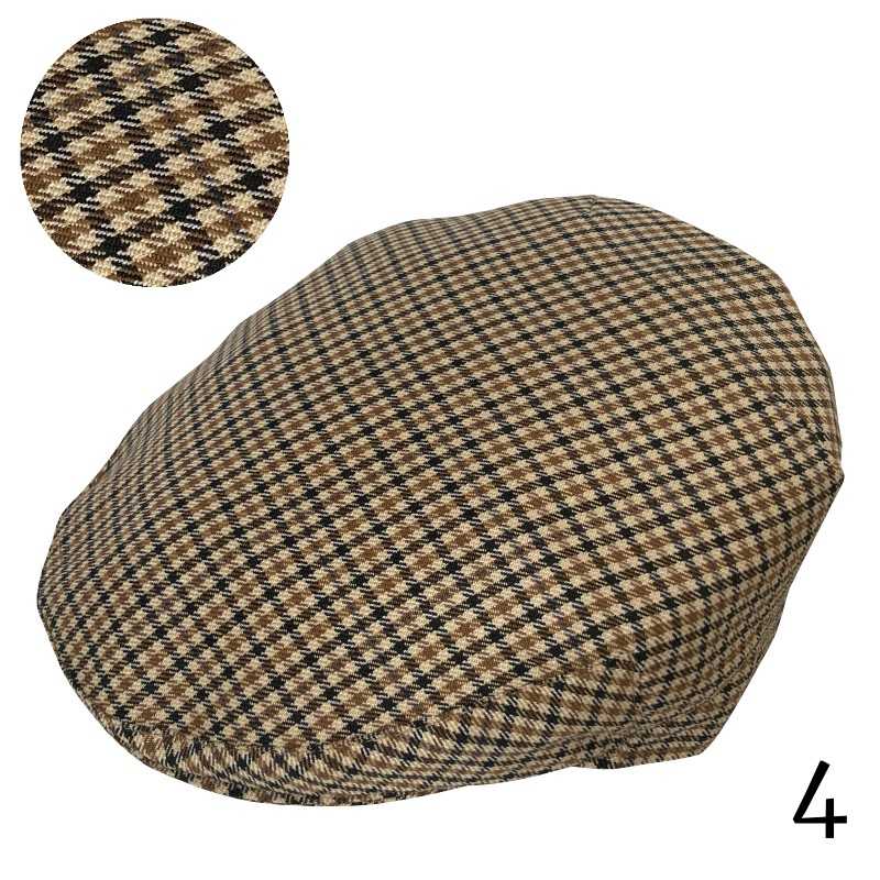 Boina xadrez castanho, bege e preto, tecido texturizado