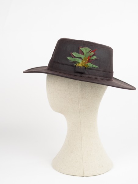 CHAPÉU SOMBRERO PLUMA BRITISH IMPERMEÁVEL CASTANHO
