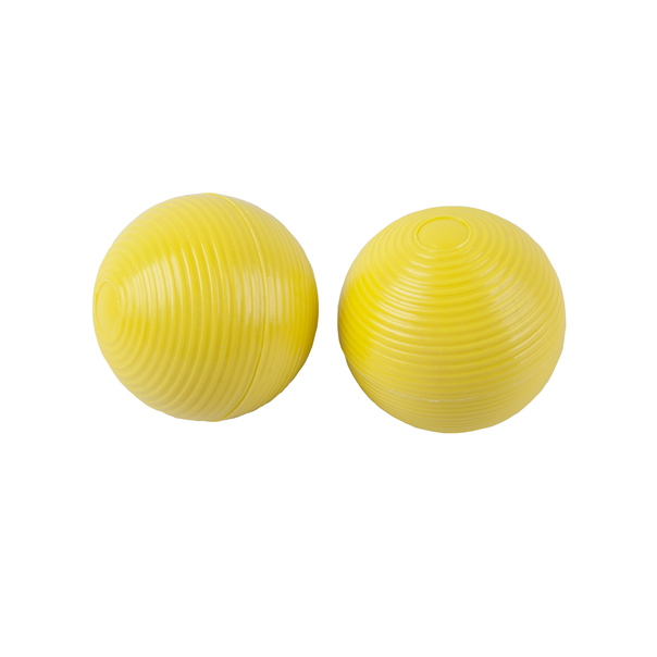 Duas bolas amarelas com textura em linhas