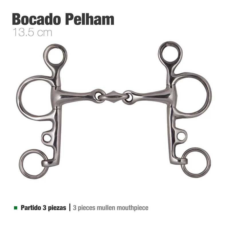 FREIO PELHAM PARTIDO 3-PEÇAS L44 12.5cm