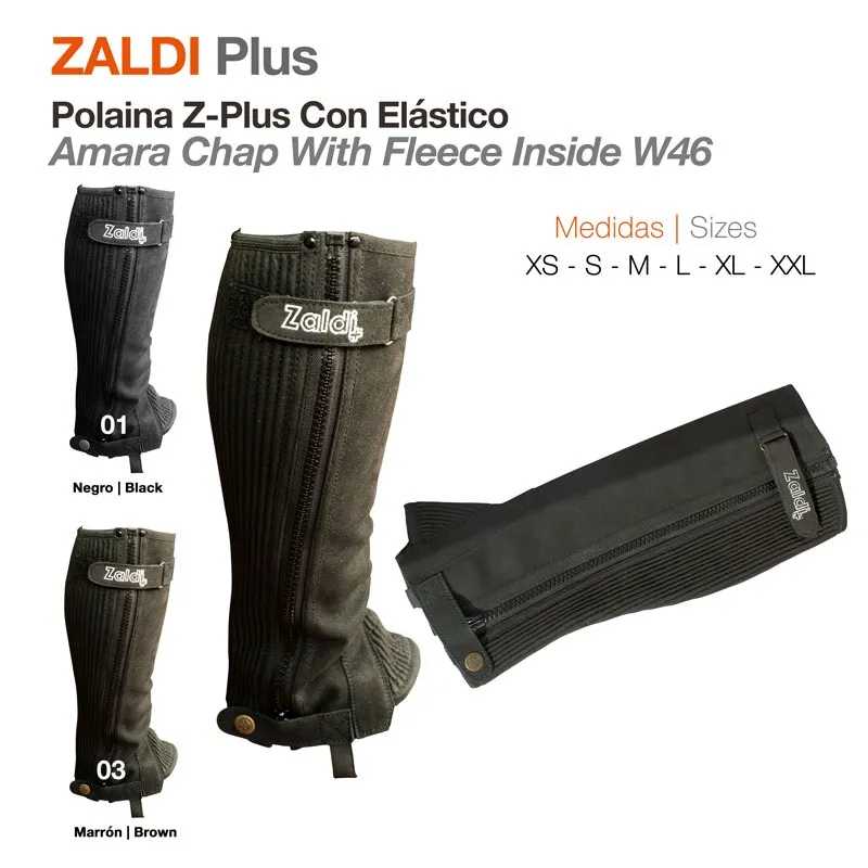 Polainas Zaldi Plus em preto e castanho com forro de lã e elástico