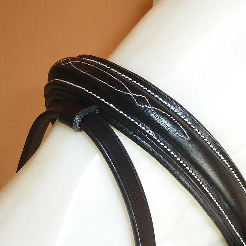 Cabeçada de couro inglês com rédeas de borracha