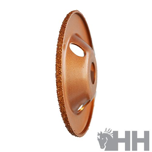 Disco de corte abrasivo circular metal cor cobre com recortes centrais