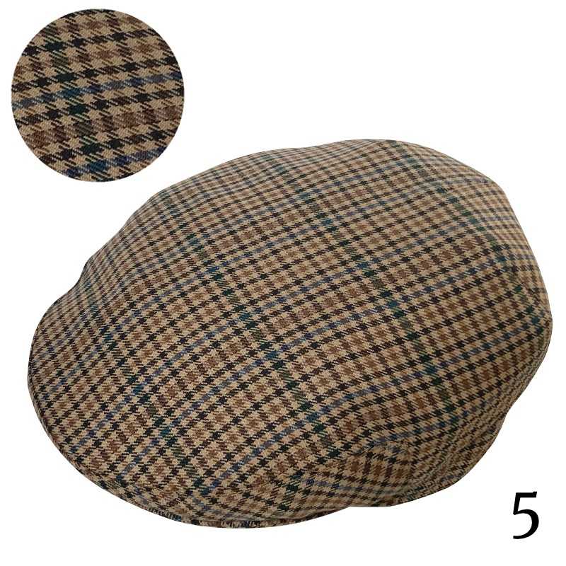 Boina xadrez castanho bege azul verde número 5