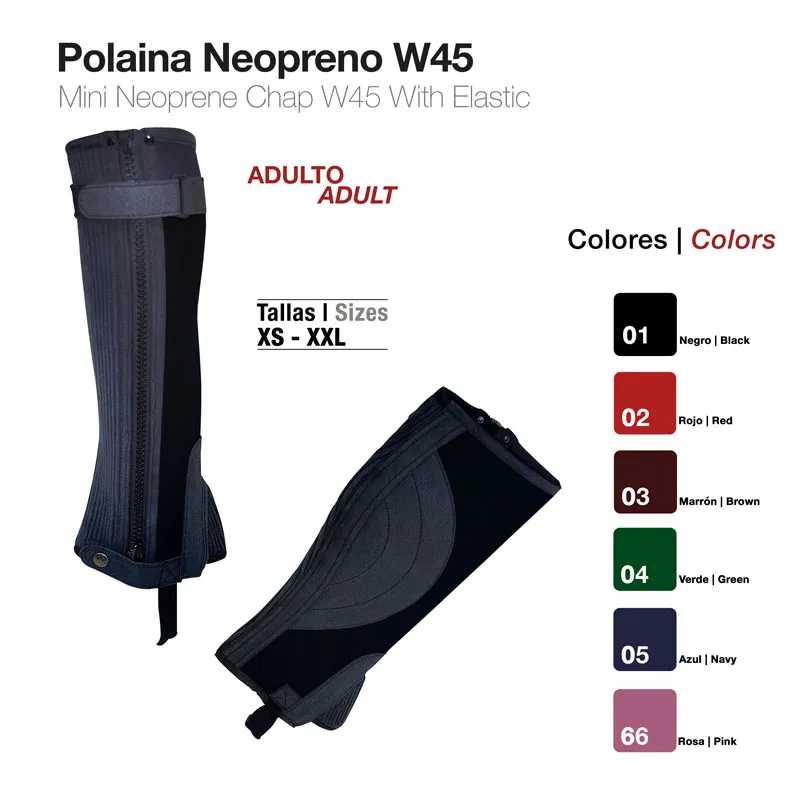 Polainas de neopreno W45 adulto em várias cores e tamanhos