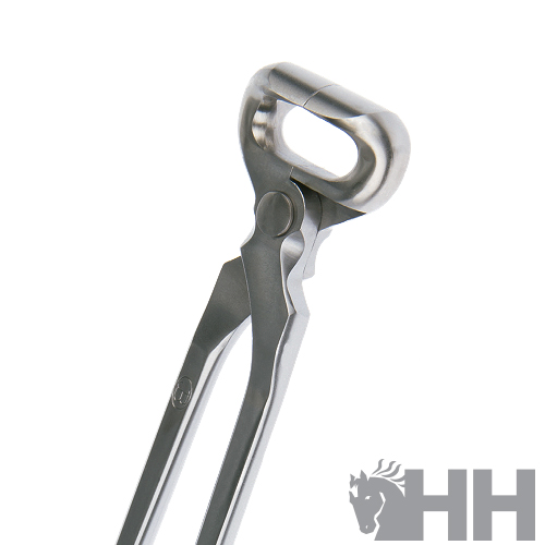 tenaz de cavalo em metal inoxidável prateado com cabo fechado