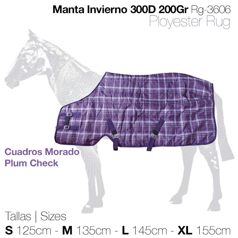 Manta para cavalo roxa em padrão xadrez com fechos ajustáveis