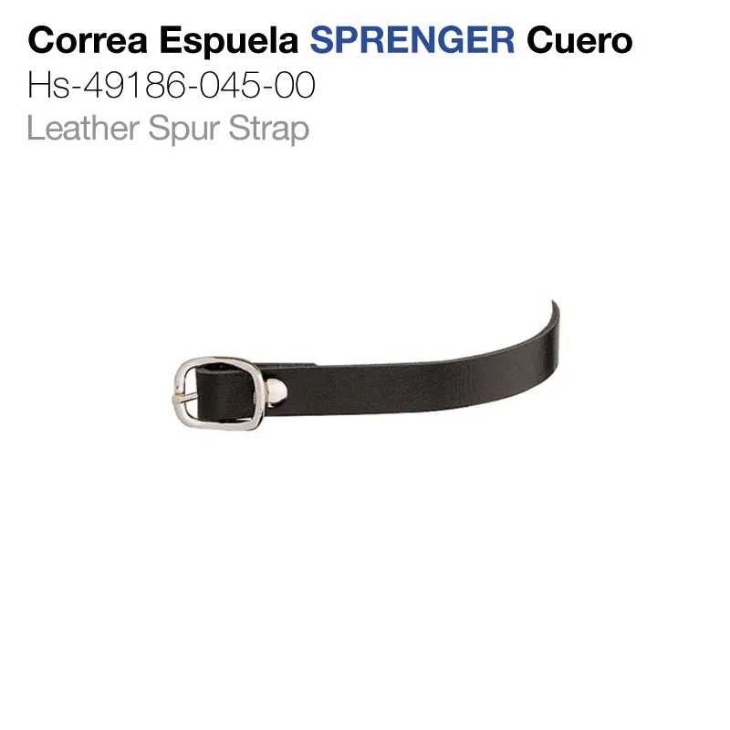 Correia espora de couro preta com fivela metálica
