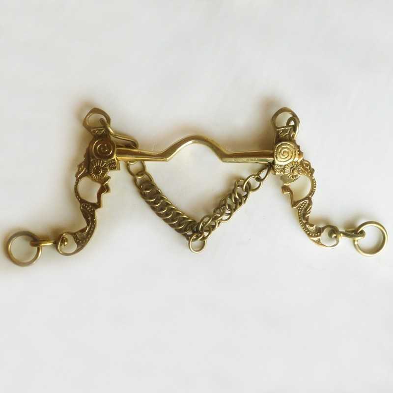 FREIO PORTUGUÊS DOURADO LABRADO COM BARBELA