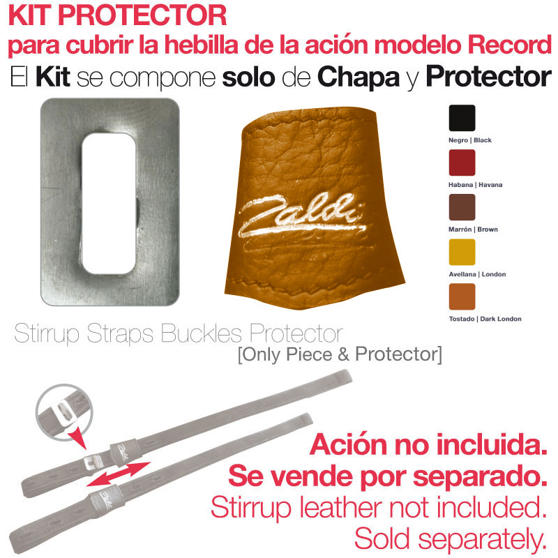 Kit Protector para fivela de ação modelo Record com chapa metálica e protetor de pele castanha Caldi