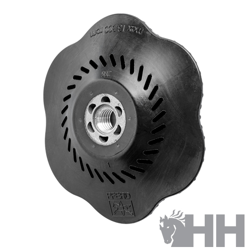 Disco de lavagem preto com rosca central e formato em flor