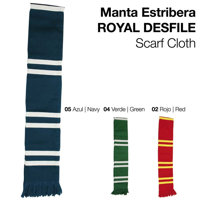 Mantais estribeiras azul, verde e vermelha com franjas e listras horizontais